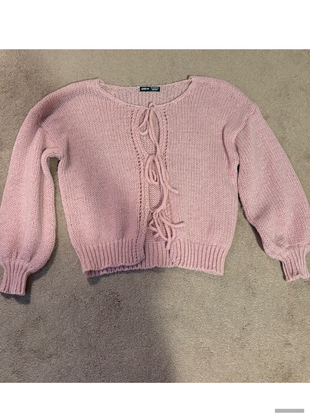 3 for $14 SHEIN Blush Pink Tie-Front Knit Cardigan size xs